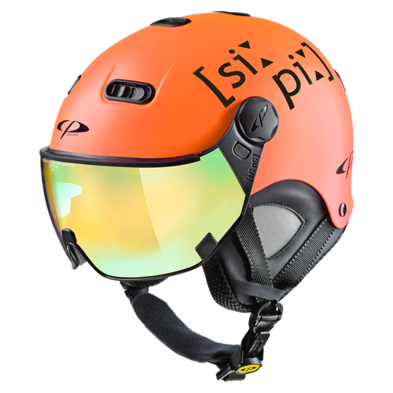 CP Carachillo XS skihelm oranje mat - helm met spiegel vizier (☁/❄/☀)