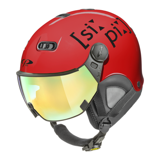 CP Carachillo XS skihelm rood glimmend - helm met spiegel vizier (☁/❄/☀)