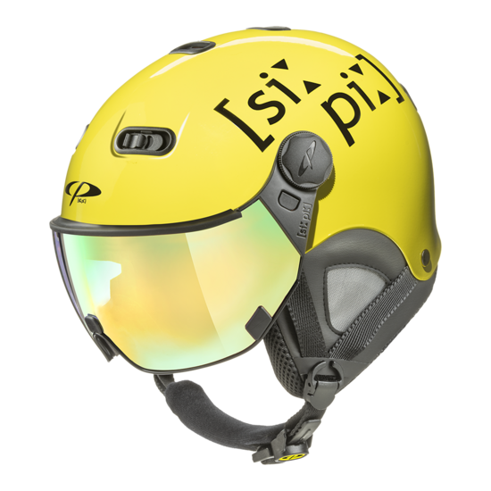 CP Carachillo XS skihelm fluo geel glimmend - helm met spiegel vizier (☁/❄/☀)