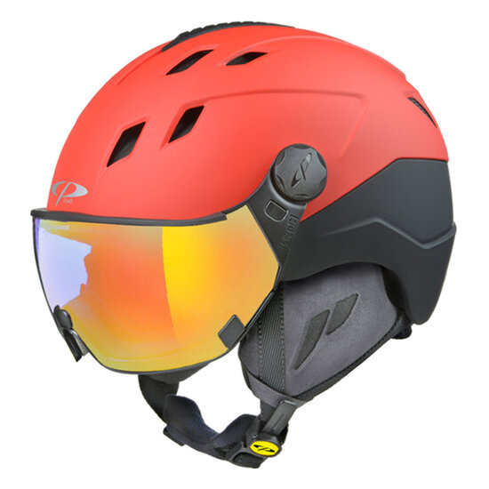 CP Corao+ skihelm rood met single spiegel vizier (2 Keuzes) - zeer veilig