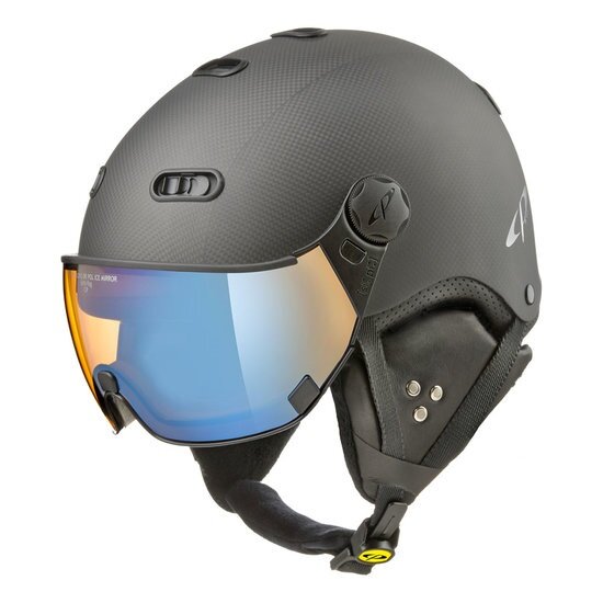 CP Carachillo Carbon zwart mat skihelm - meekleurend & polariserend Vizier (3 Keuzes)