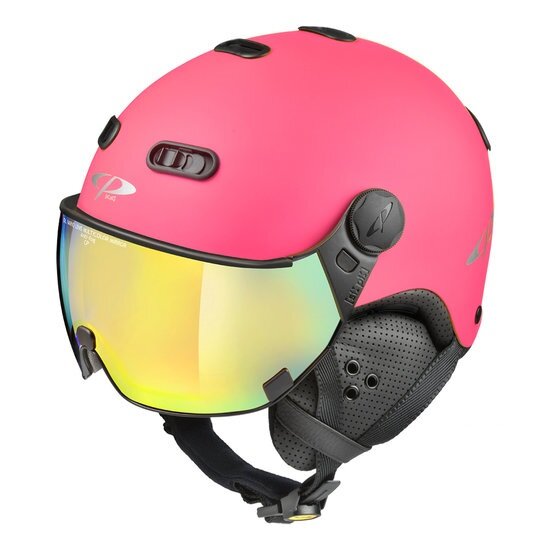 CP Carachillo roze fluo mat skihelm - meekleurend Vizier (4 Keuzes)