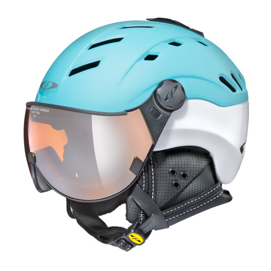 Skihelm met vizier camurai - Spigelend -  Blauw White - ☁/❄/☀